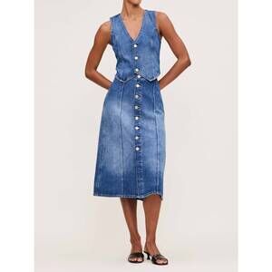 NEW DL1961 - WOMEN'S alma button front denim skirt in wythe